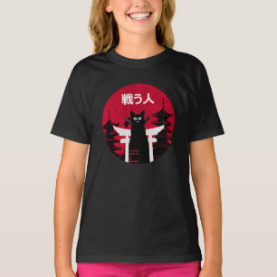 Vintage Japanese Samurai black Cat Ninja Art T-Shirt