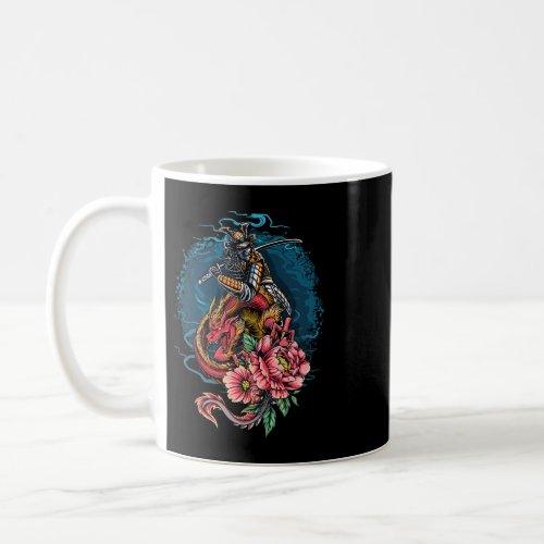 Vintage Japanese Samurai Fighter On Dragon Coffee Mug