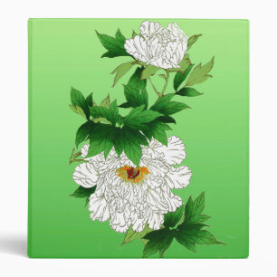 Vintage Japanese Sketch of Large White Peony Binder