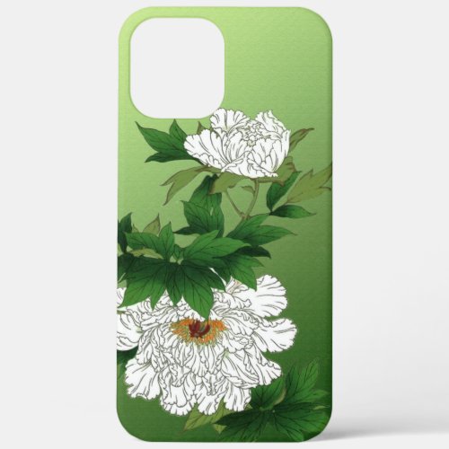 Vintage Japanese Sketch of Large White Peony iPhone 12 Pro Max Case