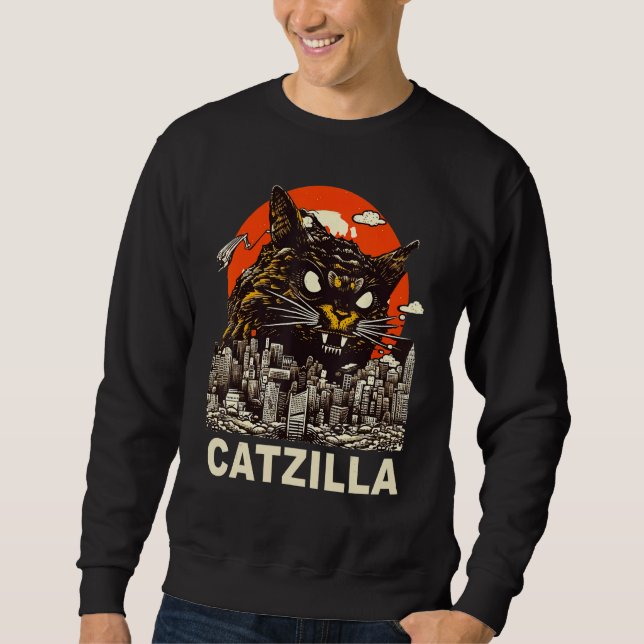 Vintage Japanese Sunset Catzilla Sweatshirt (Front)
