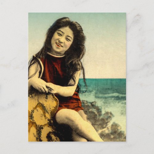 Vintage Japanese Swimsuit Bathing Beach Beauty Postcard