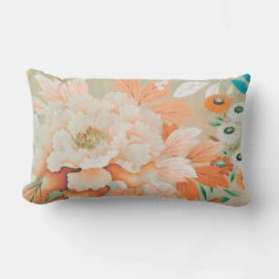 Vintage Japanese Textile, Floral Lumbar Pillow
