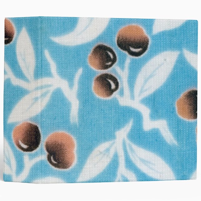 Vintage Japanese Textile, Nuts Pattern 3 Ring Binder (Front/Spine)