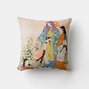 Vintage Japanese Textile Throw Pillow