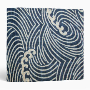 Vintage Japanese Textile, Wave Pattern 3 Ring Binder