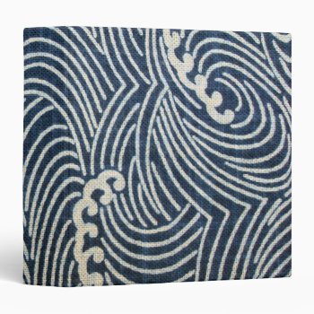 Vintage Japanese Textile  Wave Pattern 3 Ring Binder by Wagaraya at Zazzle