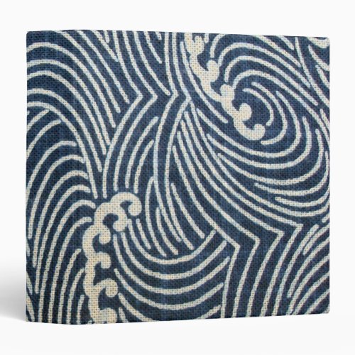 Vintage Japanese Textile Wave Pattern 3 Ring Binder