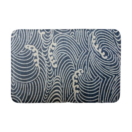 Vintage Japanese Textile, Wave Pattern Bathroom Mat