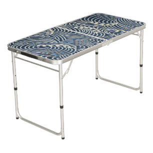 Vintage Japanese Textile, Wave Pattern Beer Pong T Table
