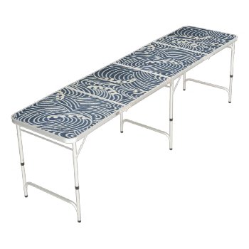 Vintage Japanese Textile  Wave Pattern Beer Pong Table by Wagaraya at Zazzle