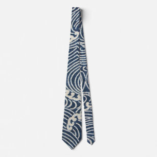 Vintage Japanese Textile, Wave Pattern Neck Tie