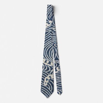 Vintage Japanese Textile  Wave Pattern Neck Tie by Wagaraya at Zazzle
