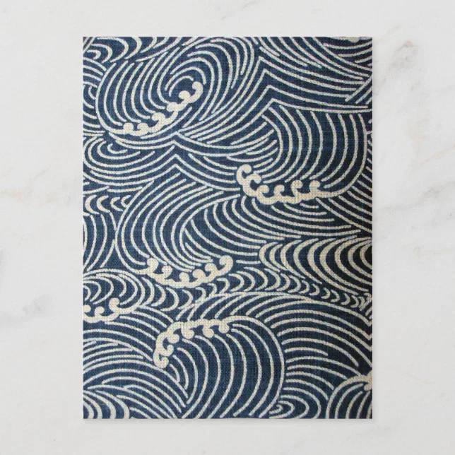 Vintage Japanese Textile, Wave Pattern Postcard | Zazzle