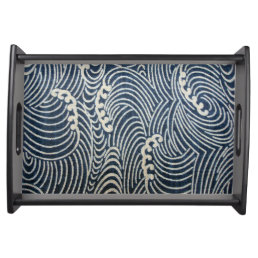 Vintage Japanese Textile, Wave Pattern Serving Tray