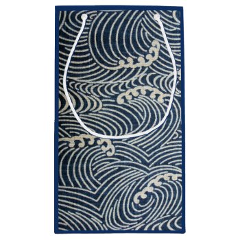 Vintage Japanese Textile  Wave Pattern Small Gift Bag by Wagaraya at Zazzle
