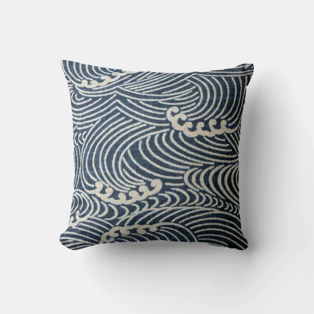 Japanese Pattern Throw Vintage Japanese Textile, Wave Pattern Throw Pillow | Zazzle