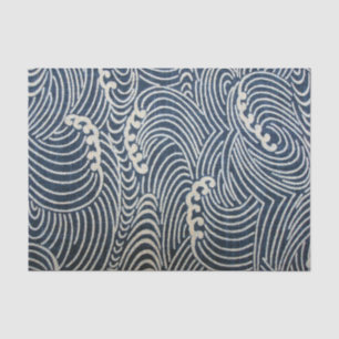Vintage Japanese Textile, Wave Pattern Tissue Paper