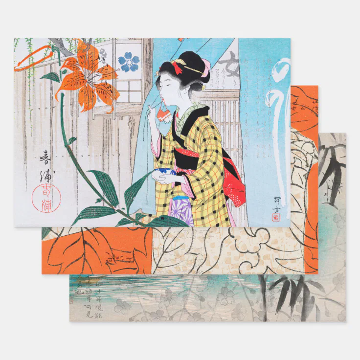 Vintage Japanese Texture Decoupage Wrapping Paper Zazzle