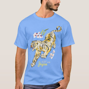 Vintage Japanese Tiger  - Asian Flowers Tattoo Art T-Shirt