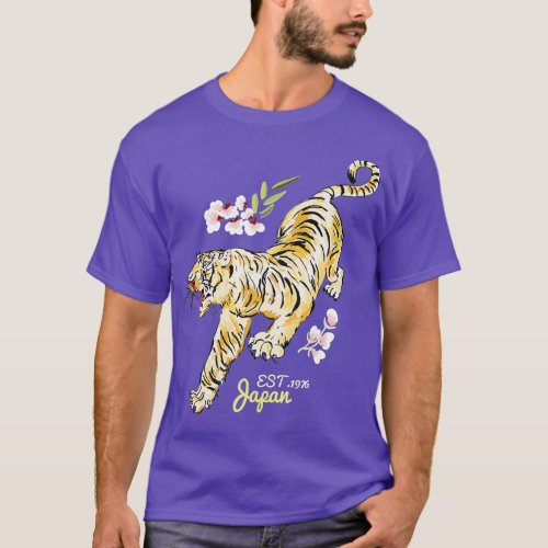 Vintage Japanese Tiger  _ Asian Flowers Tattoo Art T_Shirt