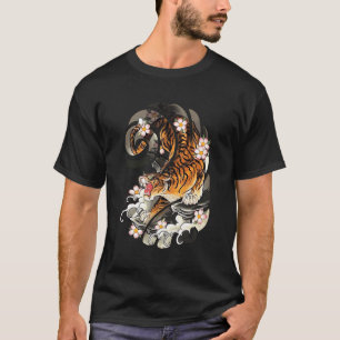 Vintage Japanese Tiger Traditional Asian Cherry Bl T-Shirt