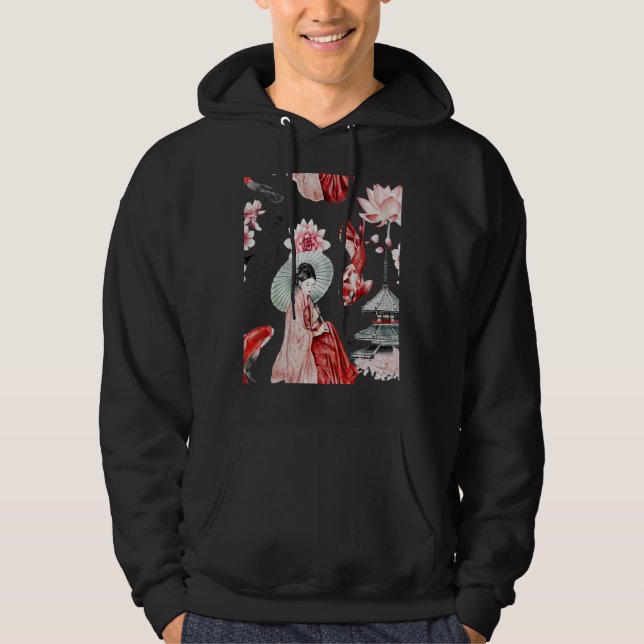 Vintage Japanese Traditional Artwork Pattern Hoodie (Front)