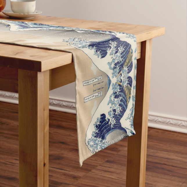vintage japanese ukiyo e art the great wave medium table runner (In Situ)