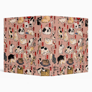 Vintage Japanese Ukiyo-e Cat Pattern: Kuniyoshi 3 Ring Binder