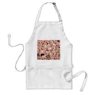 Vintage Japanese Ukiyo-e Cat Pattern: Kuniyoshi Adult Apron