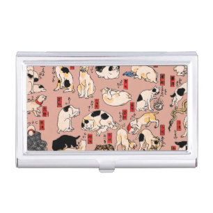 Vintage Japanese Ukiyo-e Cat Pattern: Kuniyoshi Business Card Case