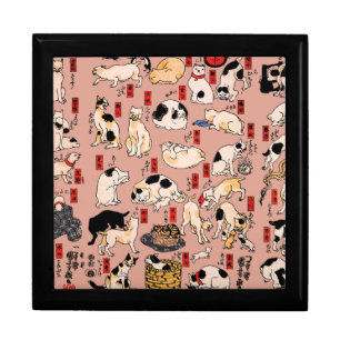 Vintage Japanese Ukiyo-e Cat Pattern: Kuniyoshi Gift Box
