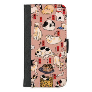 Vintage Japanese Ukiyo-e Cat Pattern: Kuniyoshi iPhone 8/7 Plus Wallet Case