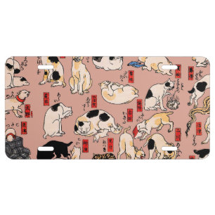 Vintage Japanese Ukiyo-e Cat Pattern: Kuniyoshi License Plate
