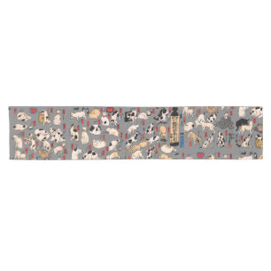 Vintage Japanese Ukiyo-e Cat Pattern: Kuniyoshi Short Table Runner