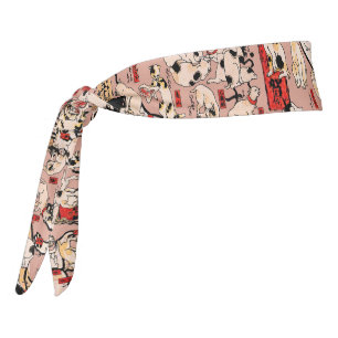 Vintage Japanese Ukiyo-e Cat Pattern: Kuniyoshi Tie Headband
