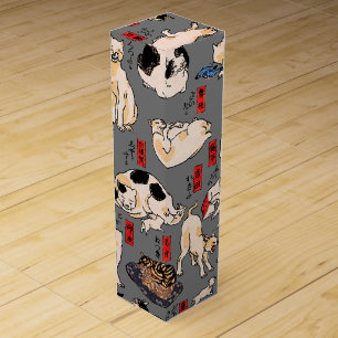 Vintage Japanese Ukiyo-e Cat Pattern: Kuniyoshi Wine Box