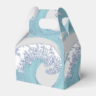Vintage Japanese Ukiyo-e Surf Wave Art Blue Coast Favor Boxes