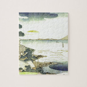 Vintage Japanese Village by the Sea Woodblock Art Jigsaw Puzzle