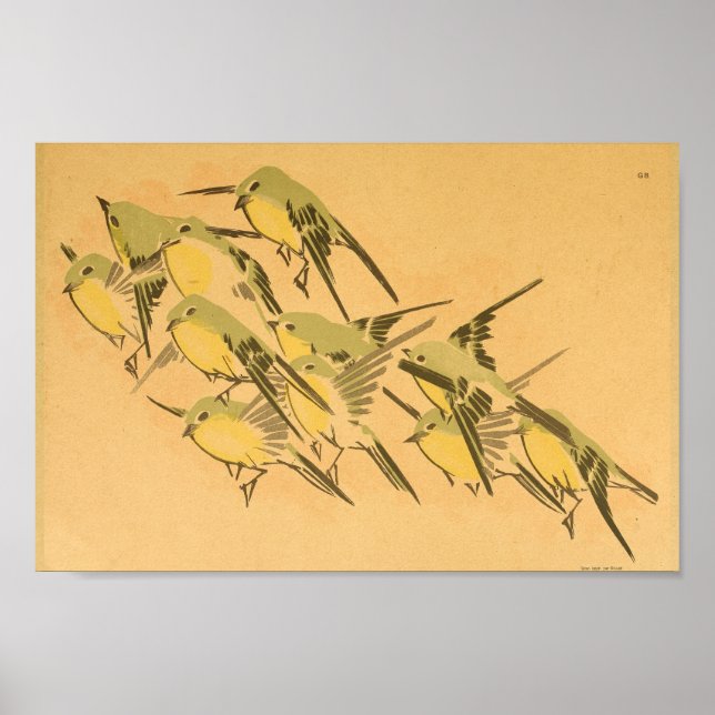 Vintage Japanese Wall Art Birds (Front)
