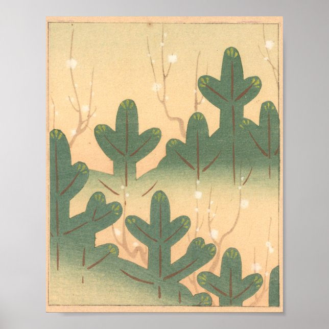 Vintage Japanese Wall Art Plants (Front)