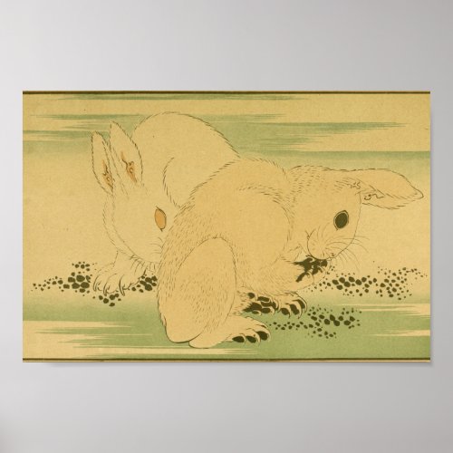 Vintage Japanese Wall Art Rabbits 
