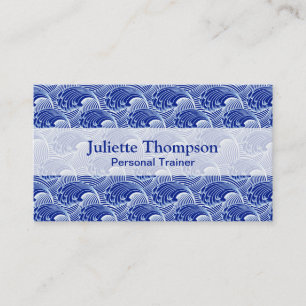Vintage Japanese Waves, Cobalt Blue and White Business Card