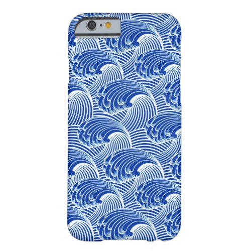 Vintage Japanese Waves Cobalt Blue and White Barely There iPhone 6 Case