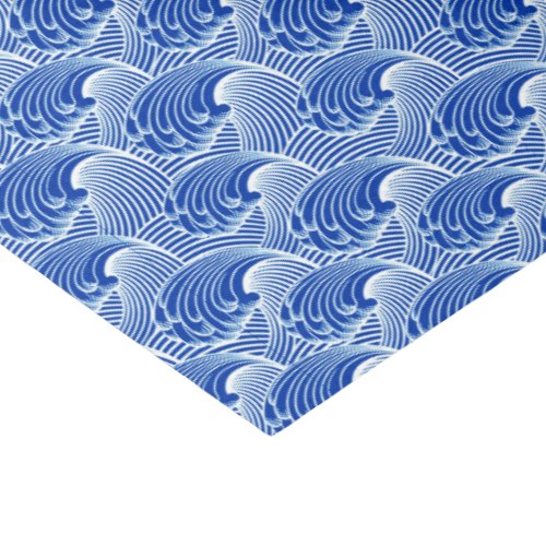Vintage Japanese Waves Cobalt Blue and White Tissue Paper