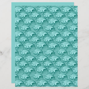 Vintage Japanese Waves, Turquoise and Aqua