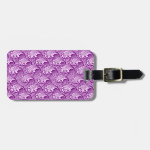 Vintage Japanese Waves, Twilight Purple and Lilac Luggage Tag