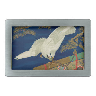 Vintage Japanese White Hawk Art G.A. Audsley Belt Buckle