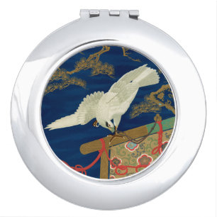 Vintage Japanese White Hawk Art G.A. Audsley Compact Mirror