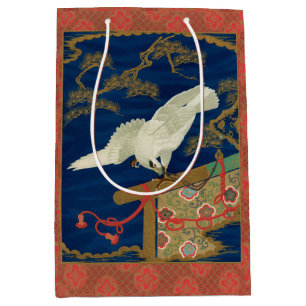 Vintage Japanese White Hawk Art G.A. Audsley Medium Gift Bag